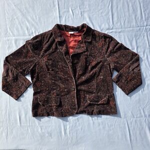 VINTAGE Corduroy Blazer Jacket Womens Medium Paisley No Boundaries Y2K